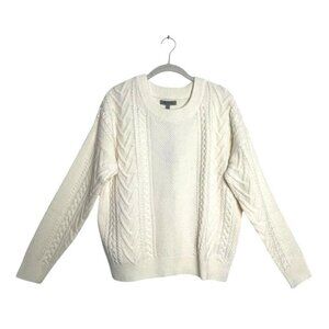Cable Stitch Women's Chunky Knit Crew Neck Sweater in Ivory - Sz M - NWT
